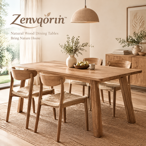 Zenvqorin™ Minimalist Natural Wood Dining Table — design overview